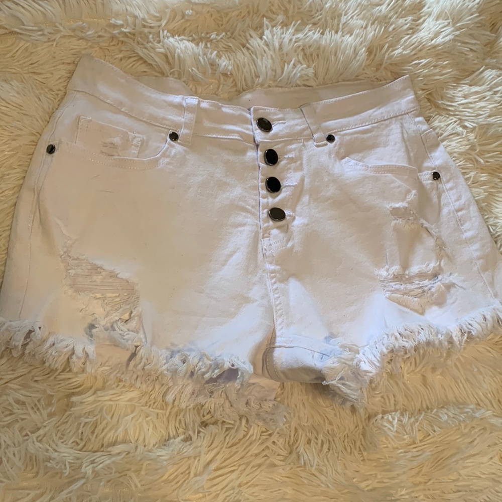Womens Large high waisted white cut off shorts
